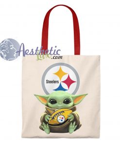 Cute Baby Yoda Steelers Vintage Tote Bag