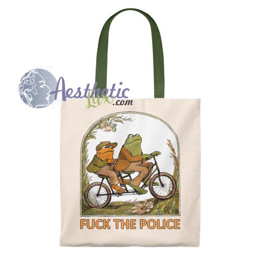 Cute Frog Fuck Police Vintage Tote Bag