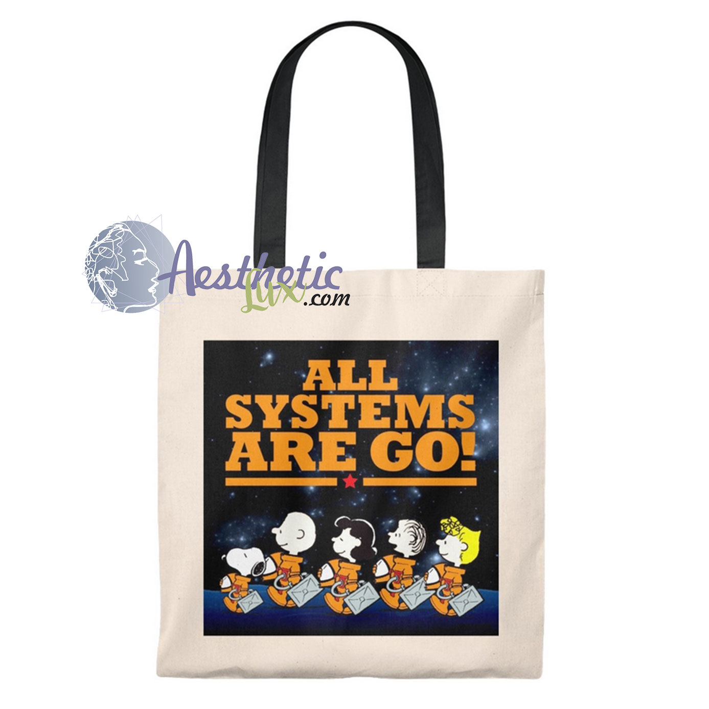 Snoopy And Peanuts Gang In Space Vintage Tote Bag