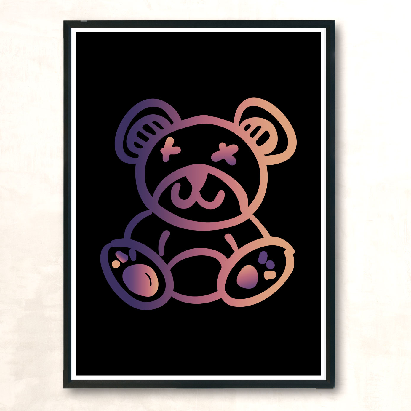 Animal Colorful Teddy Bear Cute Vintage Wall Poster