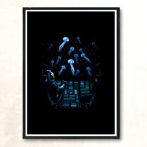 Astronaut Jellyfish Modern Poster Print