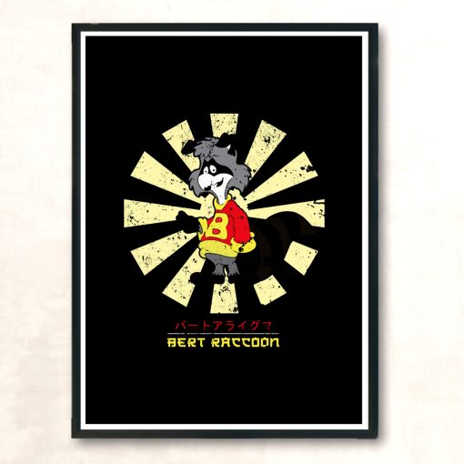 Bert Raccoon Retro Japanese Modern Poster Print