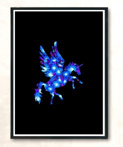 Blue Flowers Pegasus Unicorn Modern Poster Print
