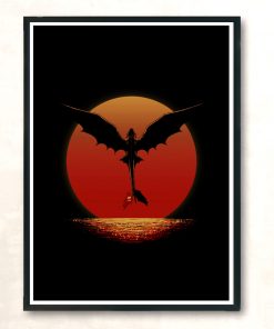 Dragon On Sunset Modern Poster Print