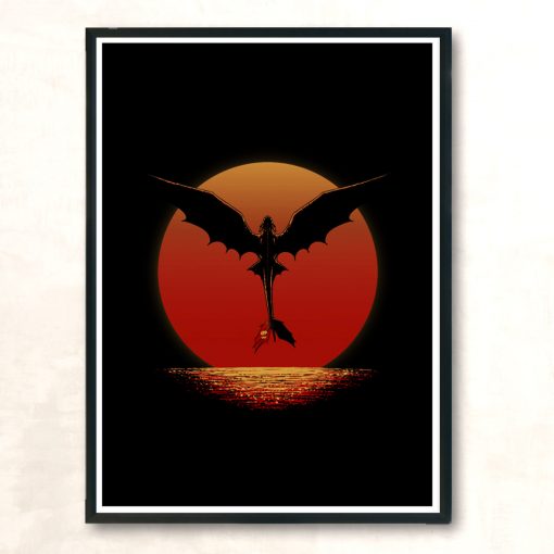 Dragon On Sunset Modern Poster Print
