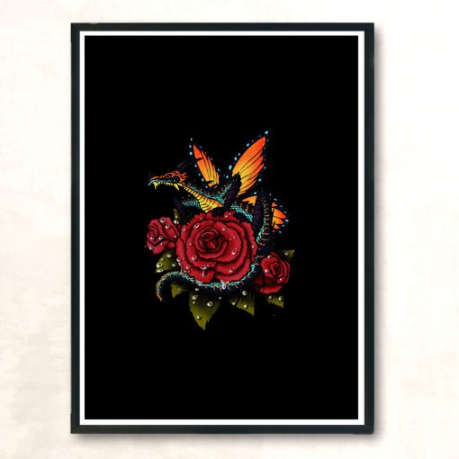 Dragon Rose Modern Poster Print