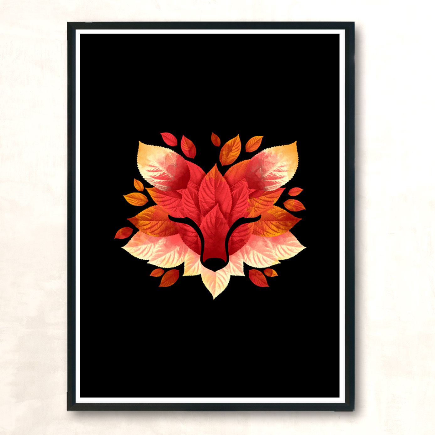 Fox Of Leaves Modern Poster Print
