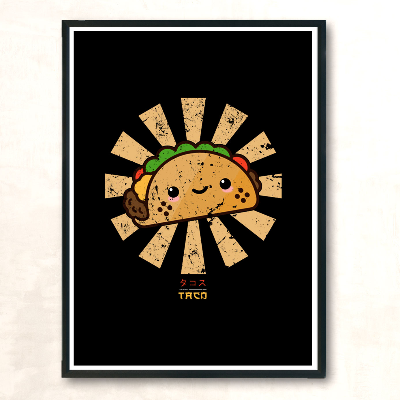 Happy Taco Retro Japanese Modern Poster Print