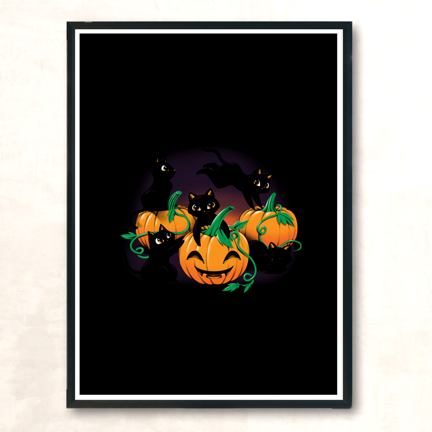 Hello Cat Halloween Modern Poster Print