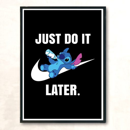 Just Do It Later Cute Baby Disney Stitch Vintage Wall Poster