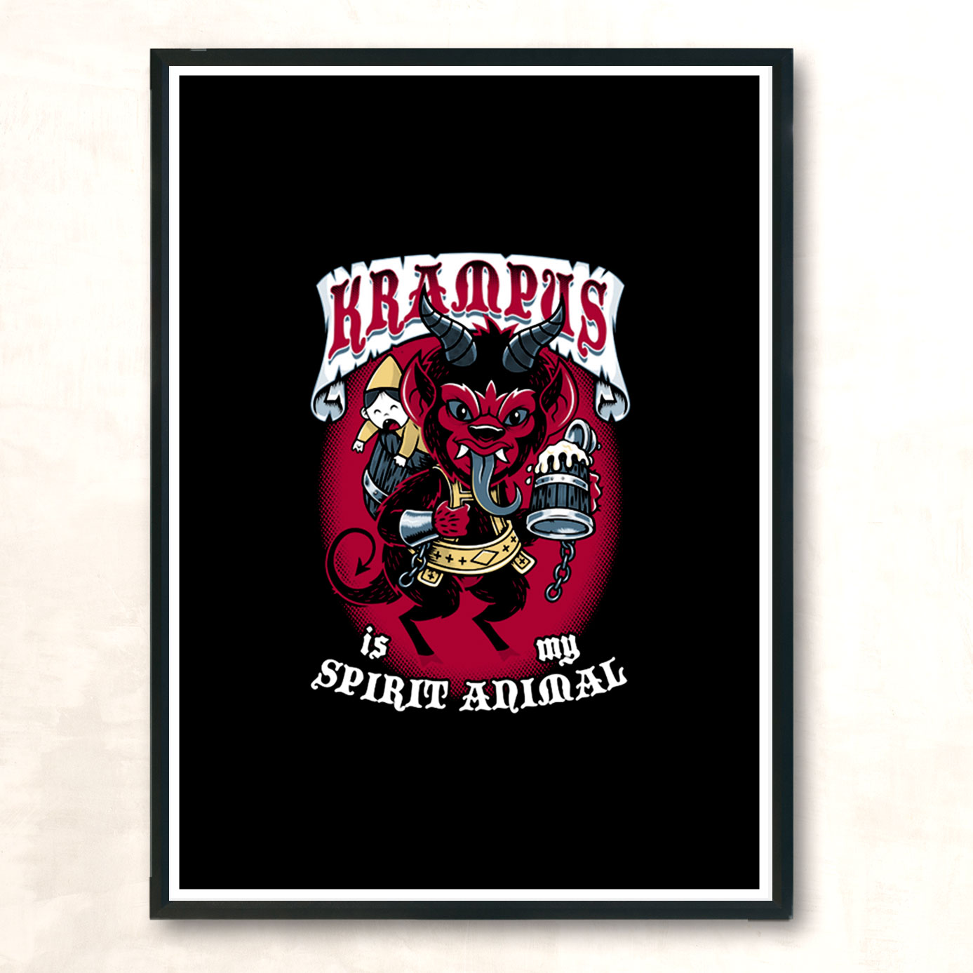 Krampus Is My Spirit Animal Creepy Cute Goth Holidays Modern Poster Print