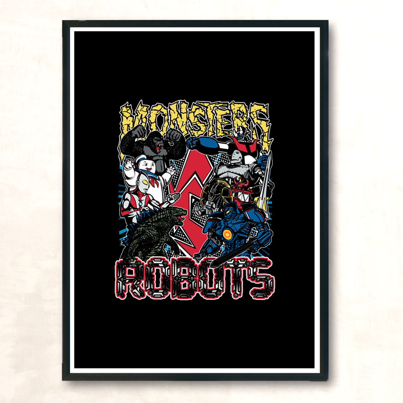 Monsters Vs Robots Modern Poster Print