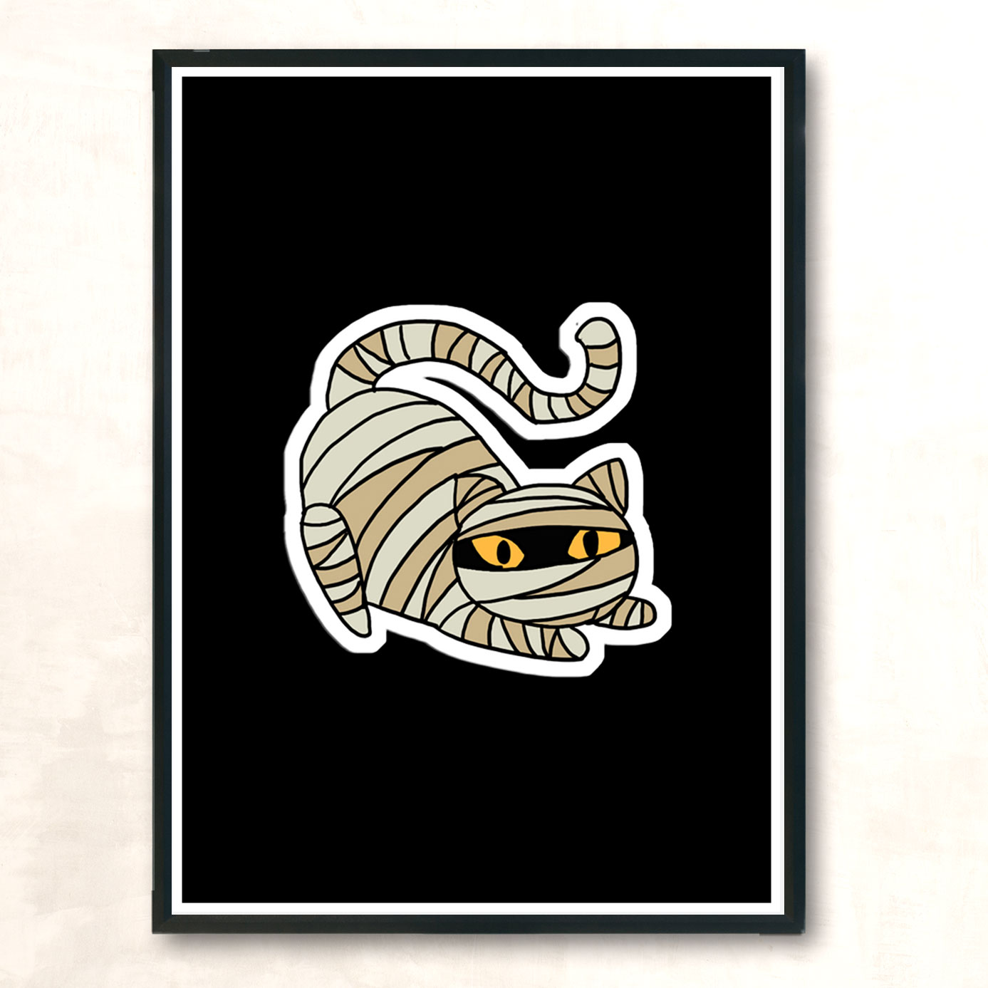 Mummy Cat Halloween Modern Poster Print