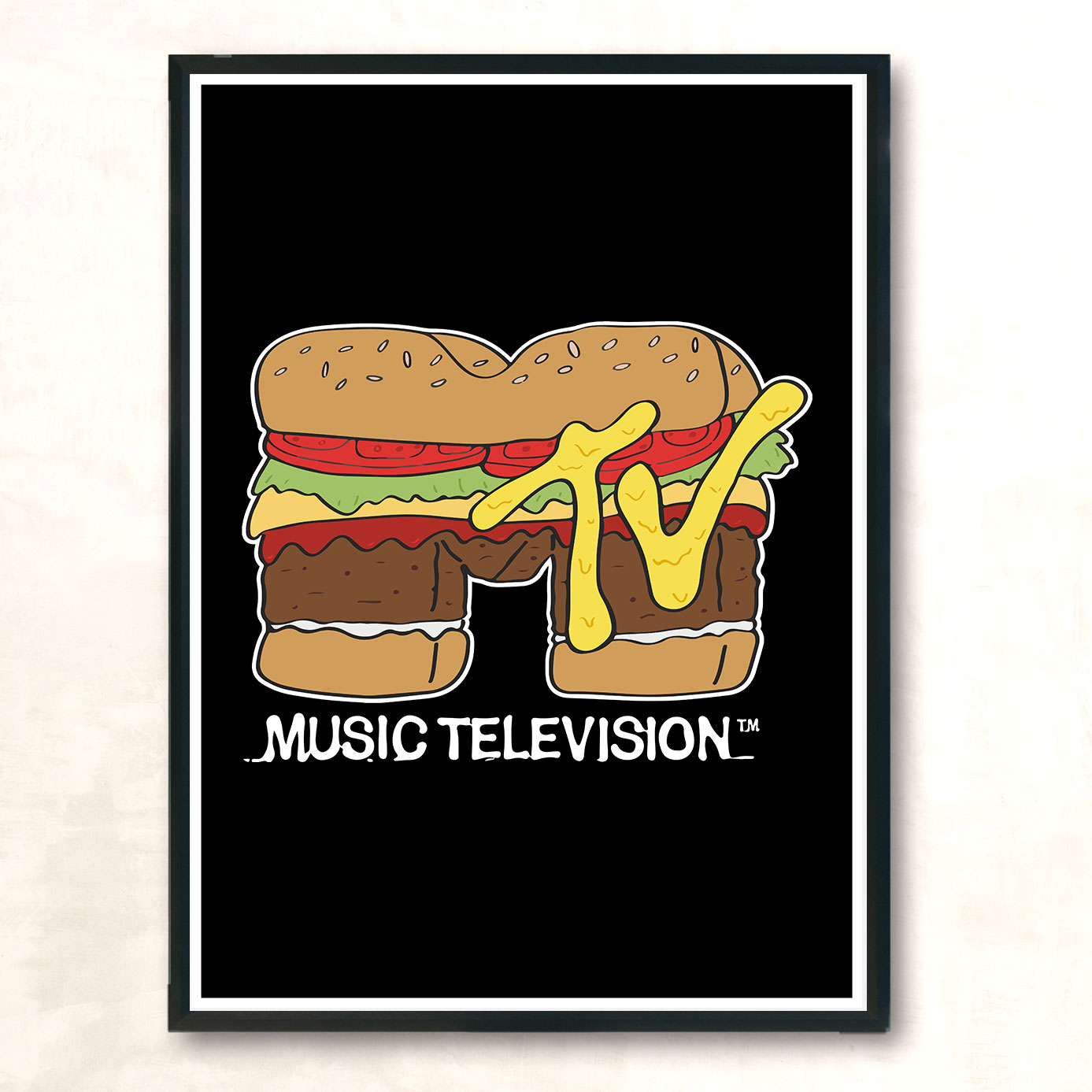 Music Television Hamburger Vintage Wall Poster