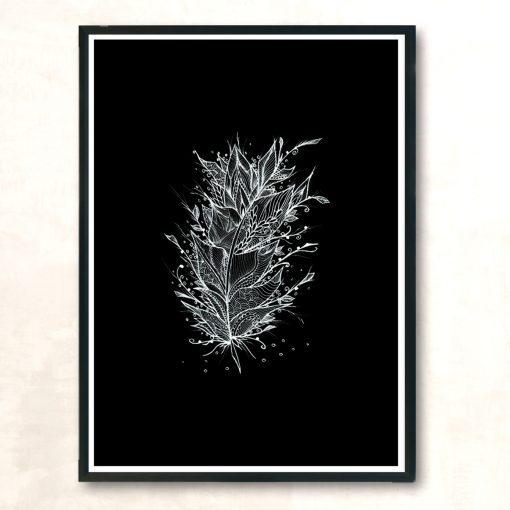 Mystic Feather White Modern Poster Print