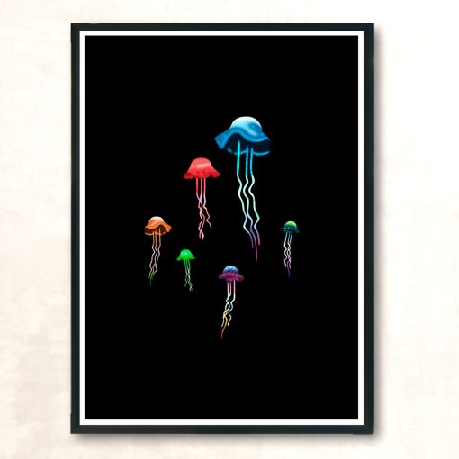 Neon Jellyfish Modern Poster Print
