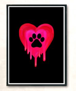 Pawprint Melting In Heart Modern Poster Print