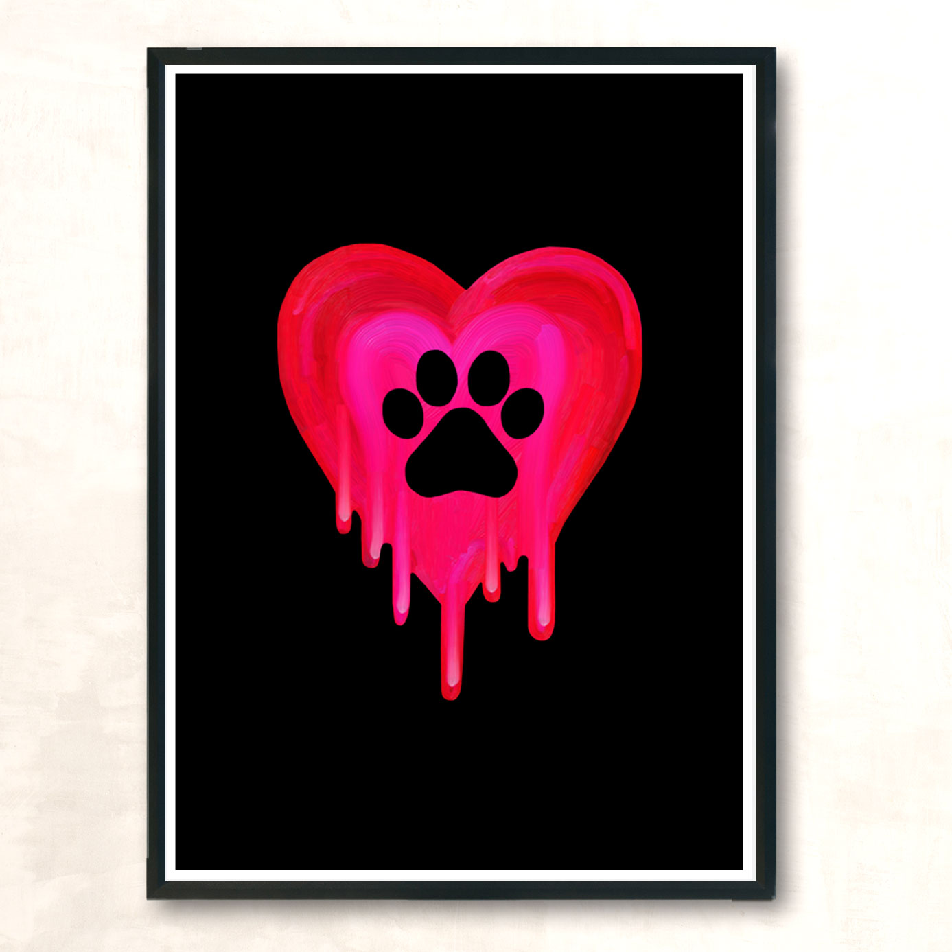 Pawprint Melting In Heart Modern Poster Print