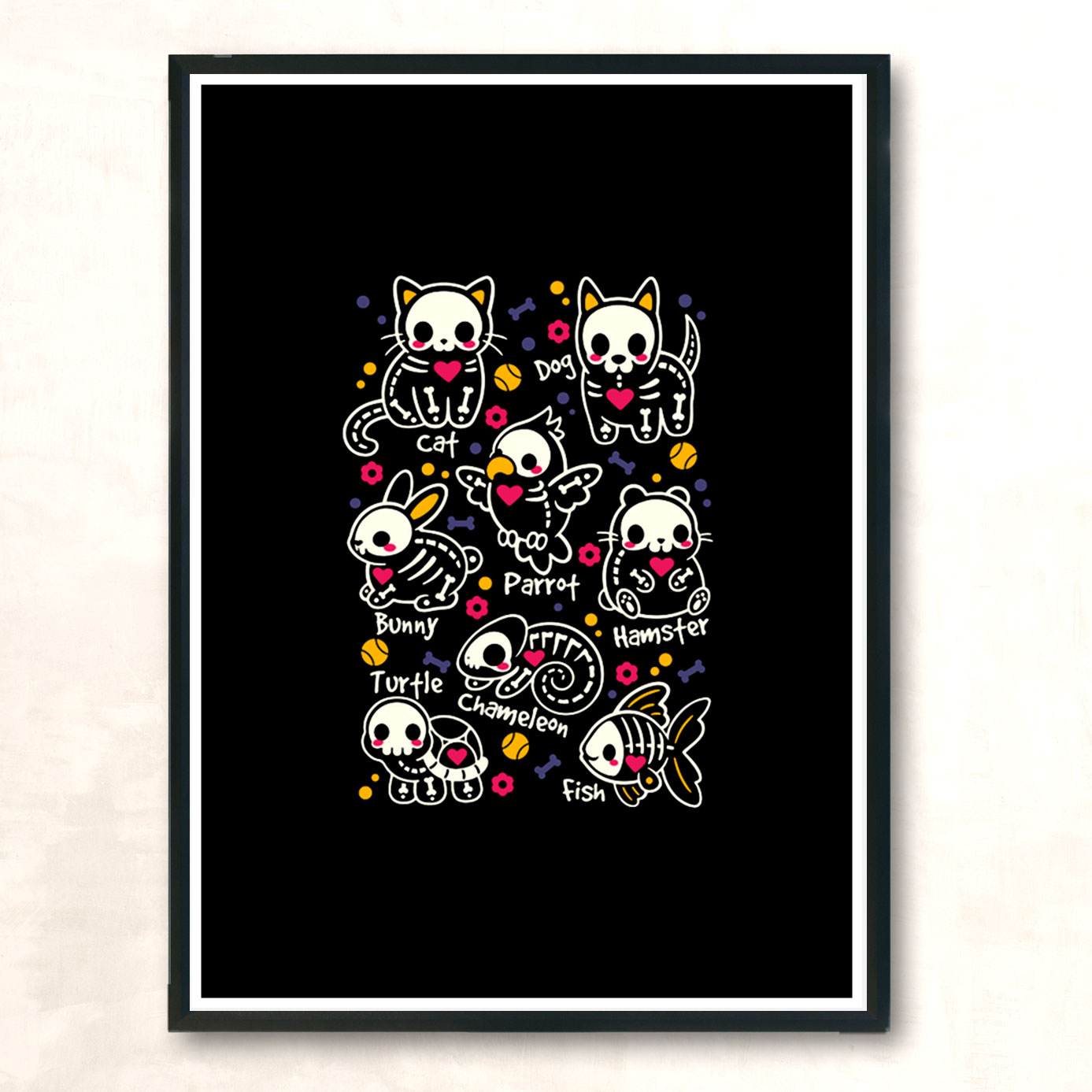 Pet Skeletons Modern Poster Print