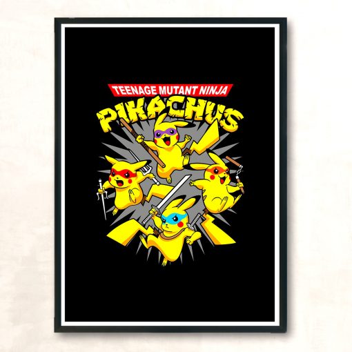 Pikachu Ninja Turtle Kidss Vintage Wall Poster