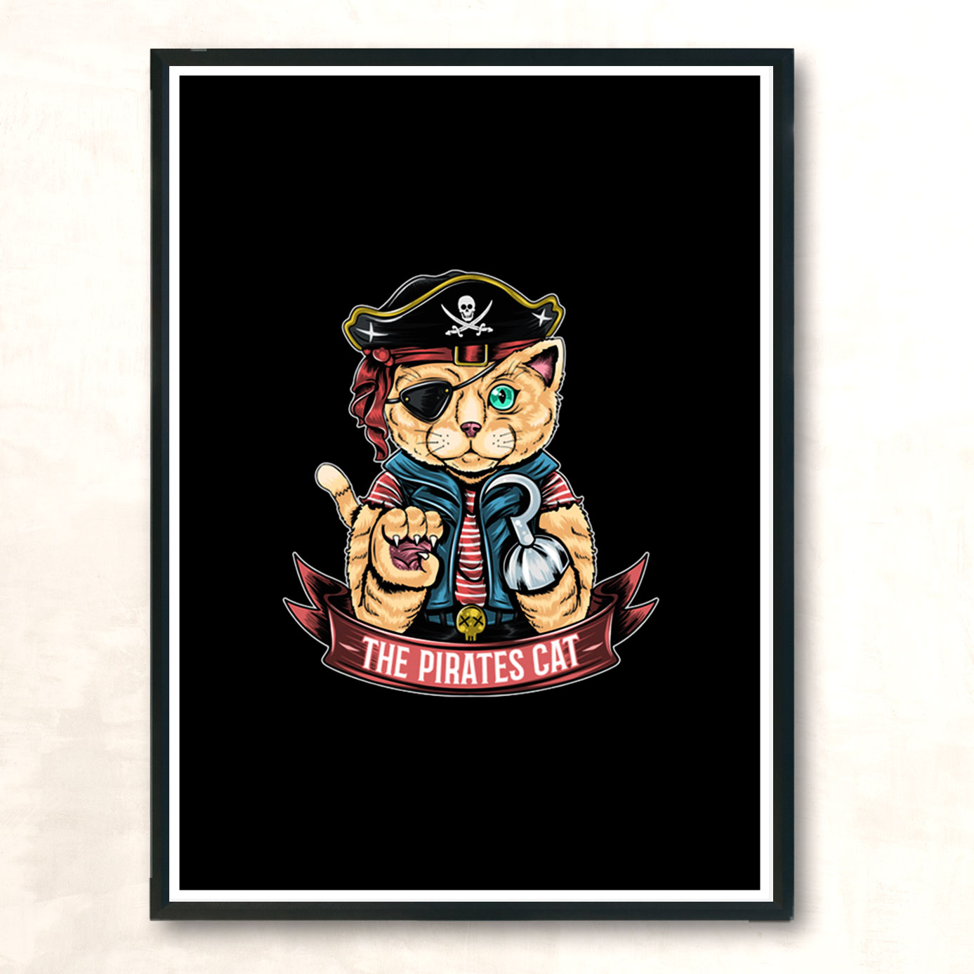 Pirate Cat Modern Poster Print