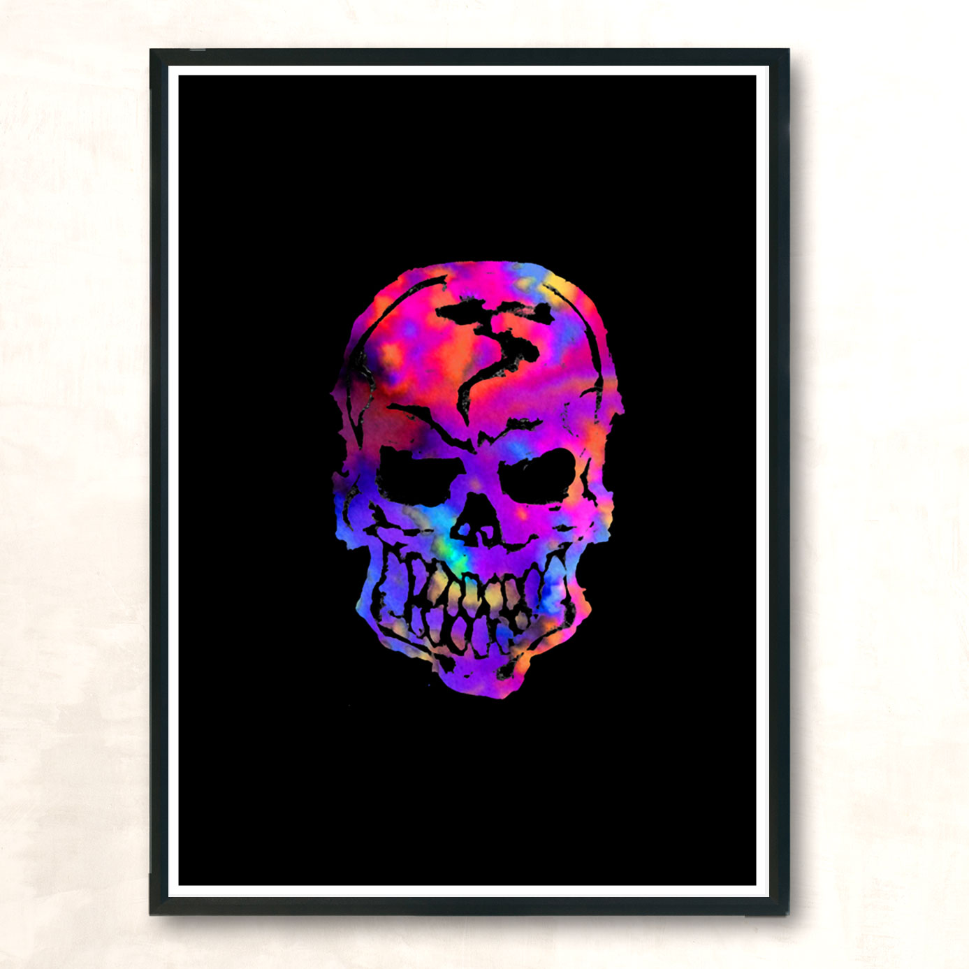 Rainbow Human Skull Modern Poster Print