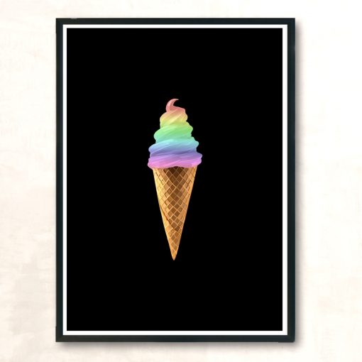 Rainbow Swirl Ice Cream Cone Modern Poster Print