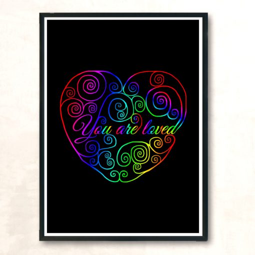 Rainbow You Are Loved Heart Modern Poster Print