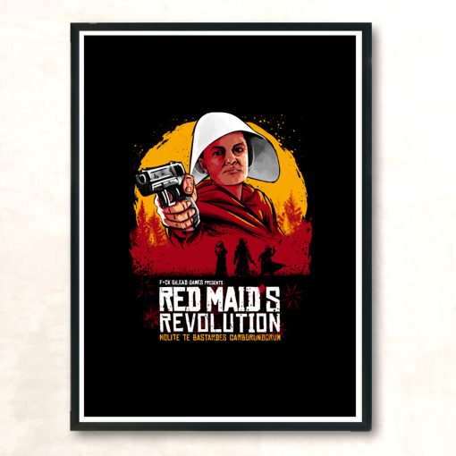 Red Maids Revolution Modern Poster Print