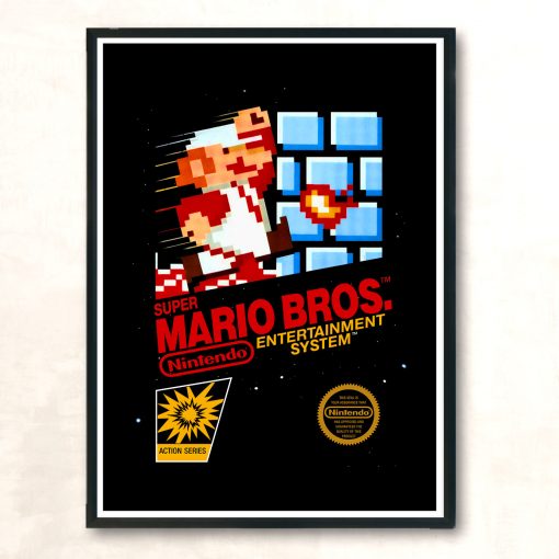 Retro Super Mario Brothers Nintendo Game Cover Vintage Wall Poster