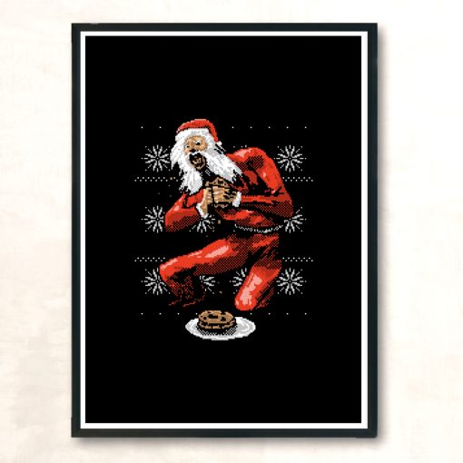 Santa Devouring His Cookies Modern Poster Print