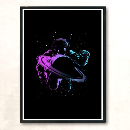 Saturn Astronaut Modern Poster Print