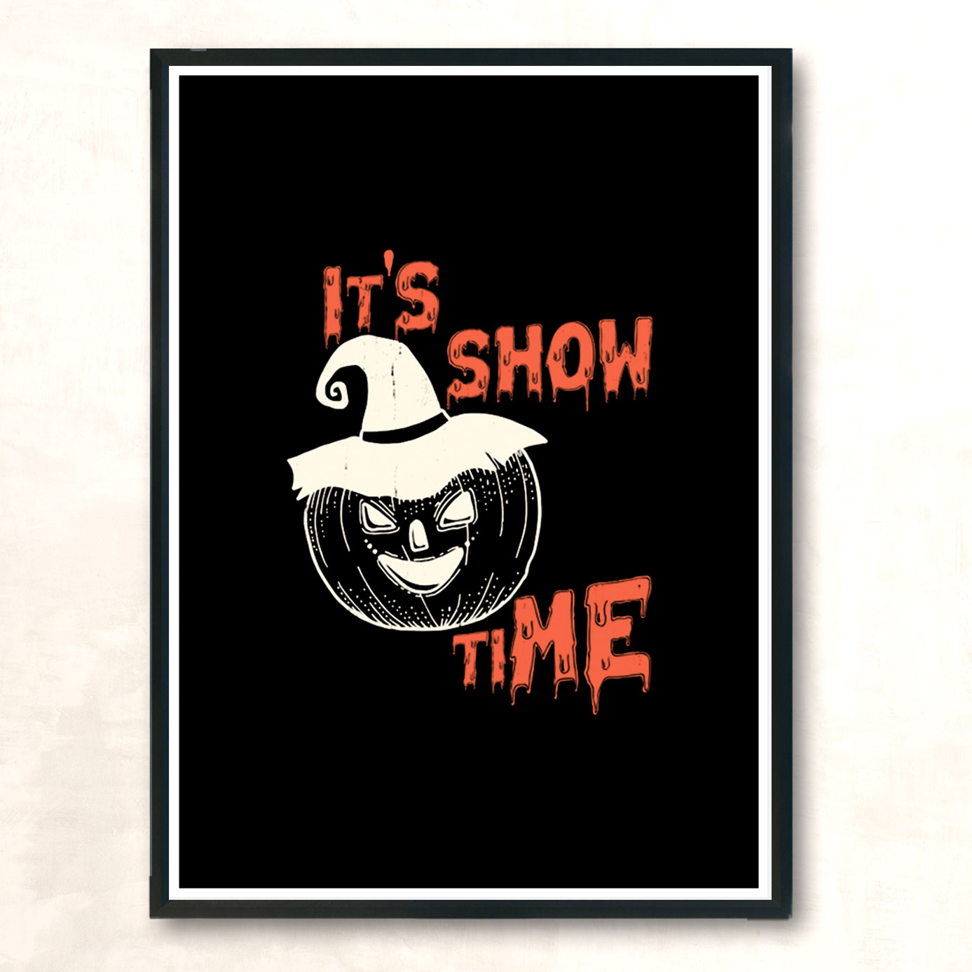 Scary Pumpkin Show Time Funny Halloween Modern Poster Print