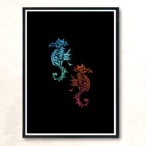 Seahorse Tattoo Duo Modern Poster Print