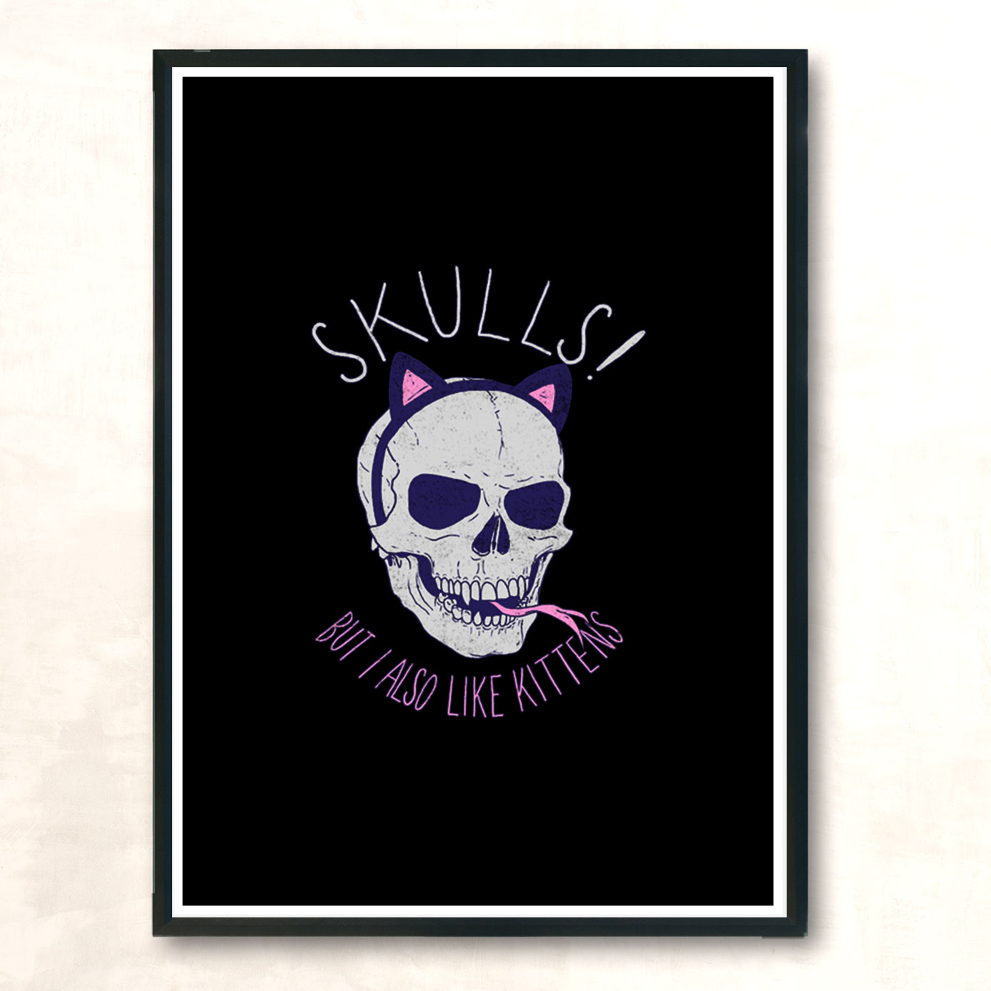 Skulls And Kittens Modern Poster Print