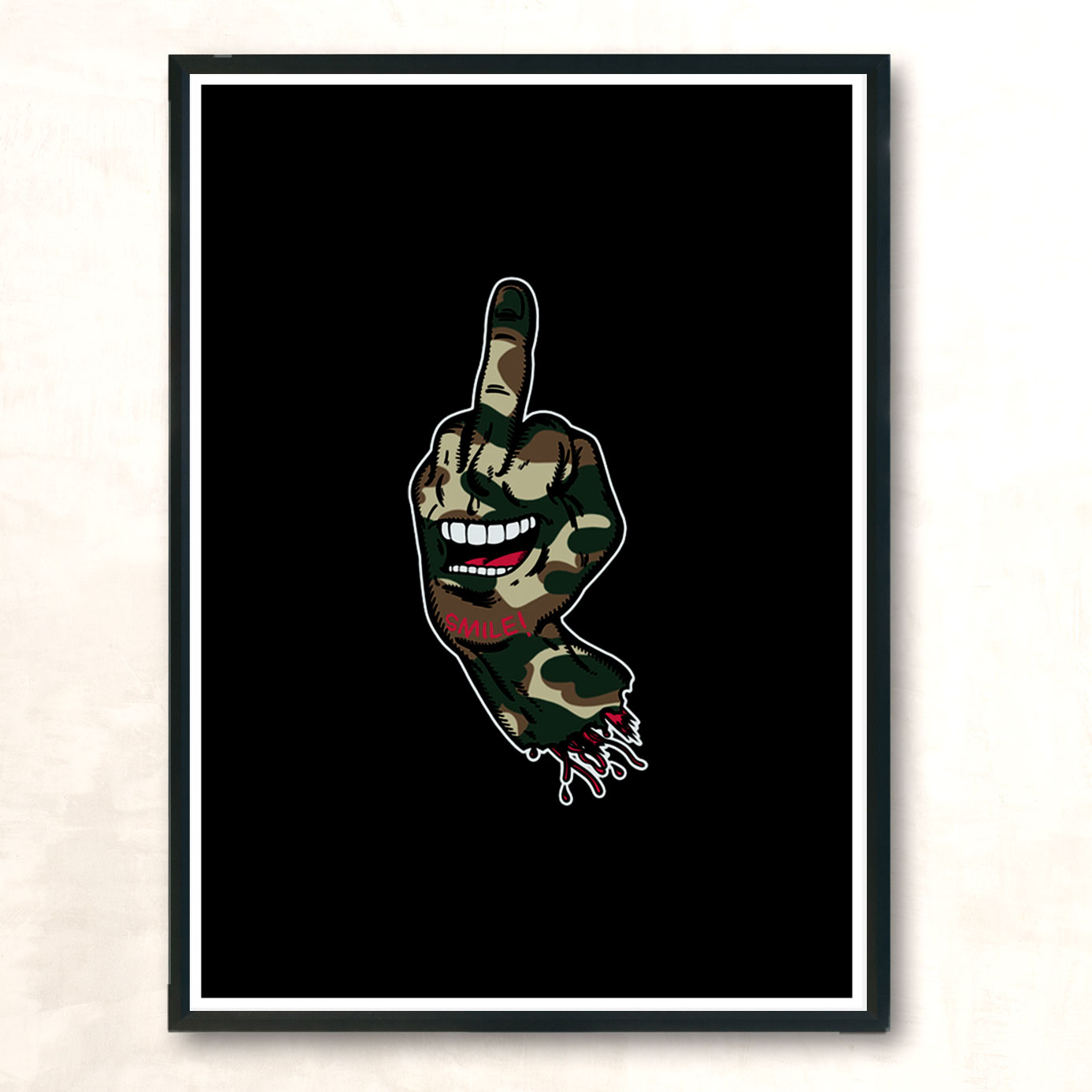 Smiling Hand Camouflage Modern Poster Print
