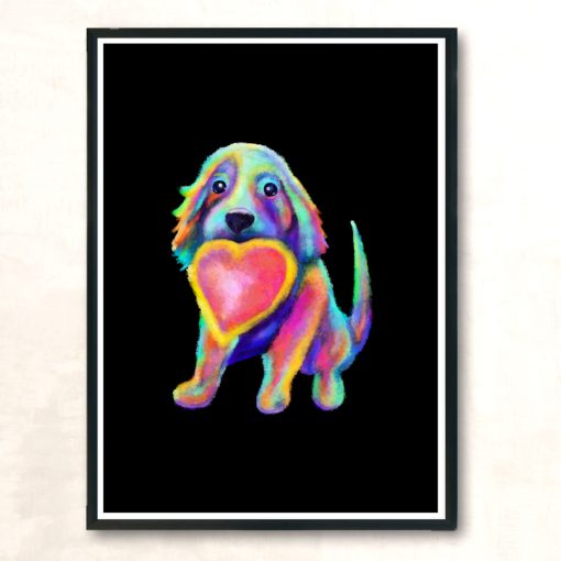 Soft Pastel Lovable Rainbow Pup Modern Poster Print