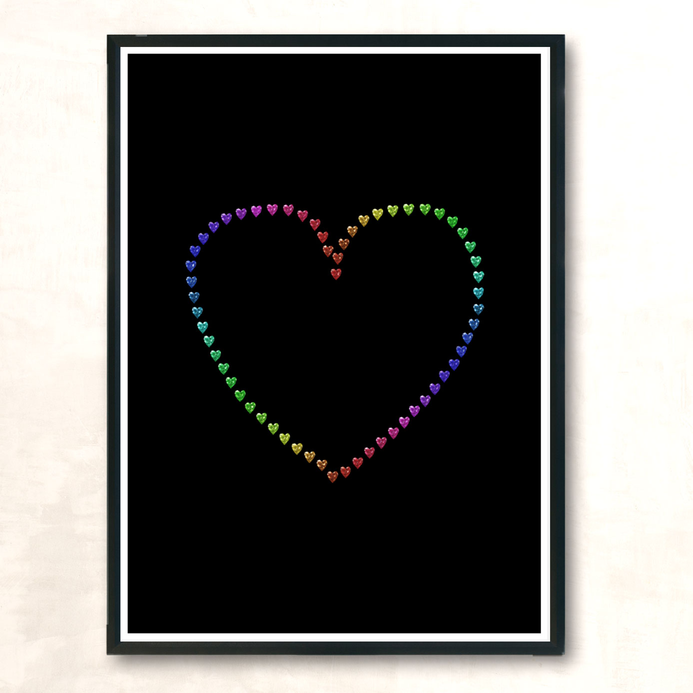 Sparkle Rainbow Heart Silhouette Modern Poster Print