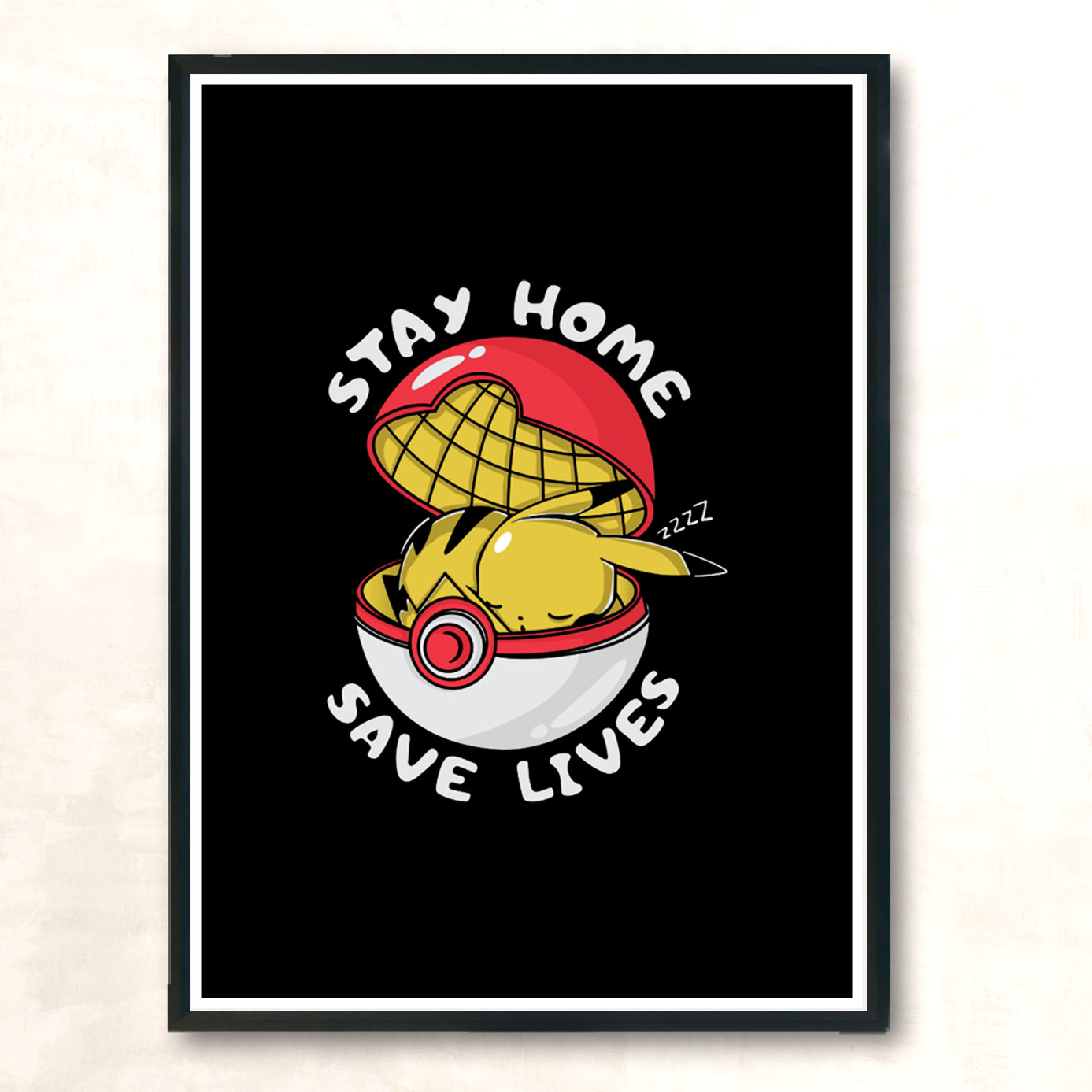 Stay Home Pikachu Modern Poster Print