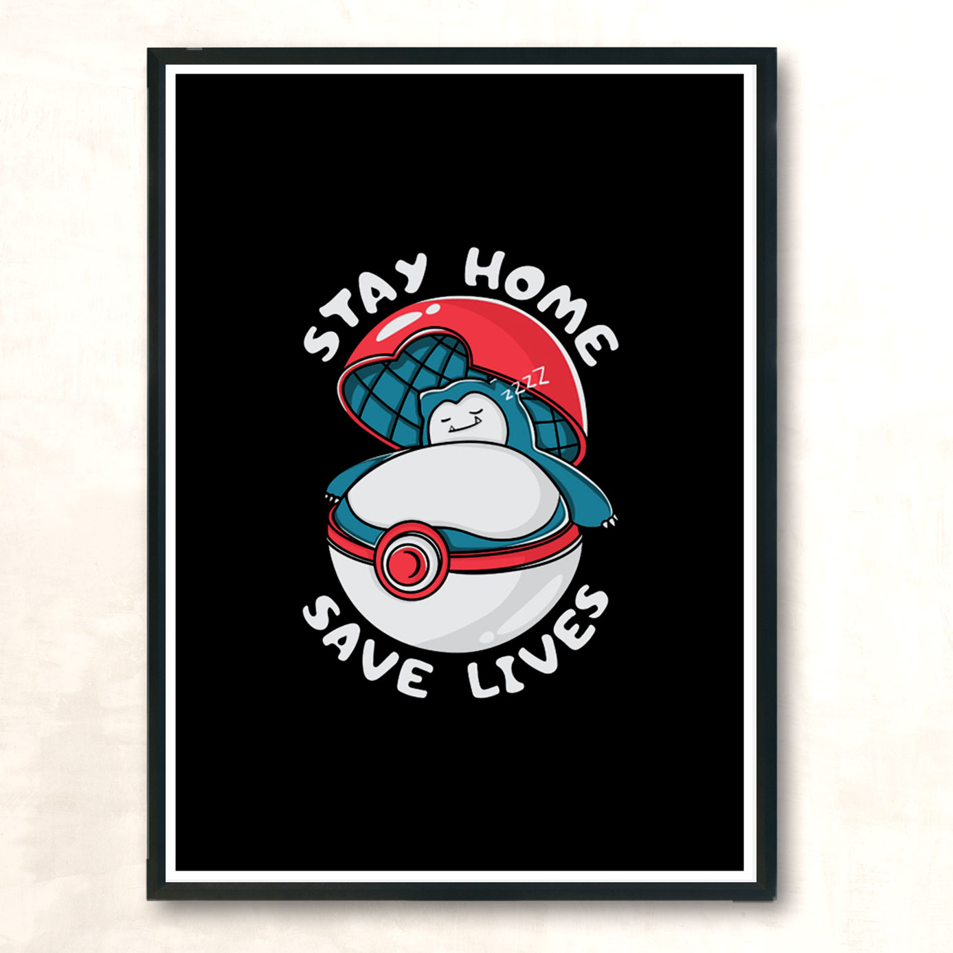 Stay Home Snorlax Modern Poster Print