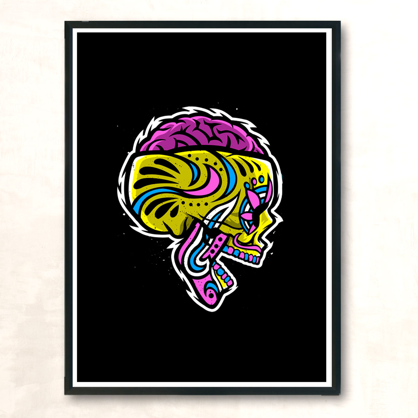 Sugar Crazy Skull Modern Poster Print