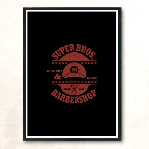 Super Bros Barber Shop Modern Poster Print