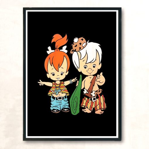 Flintstones Pebbles And Bam Bam Aesthetic Wall Poster