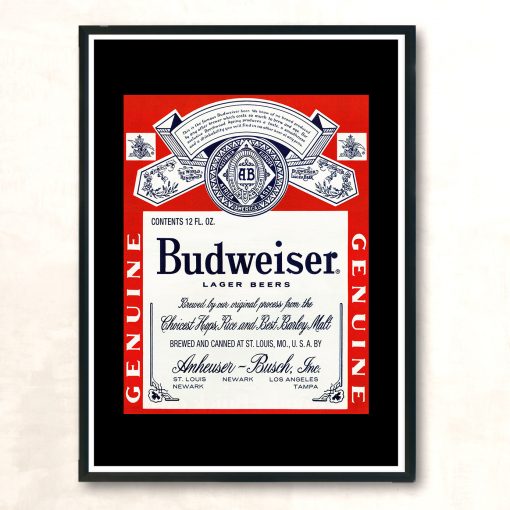 Vintage Budweiser Large Beer Aesthetic Wall Poster